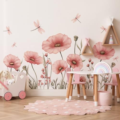 Vinilos decorativos mural floral libélula 2 piezas miniatura 1