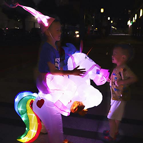 Kids Inflatable Unicorn Costume, Riding Unicorn Air Blow-up Deluxe with LED Light for Halloween Party Unicorn3