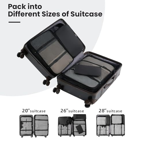 Image of Porslin Luggage Organiser Bags for Travel 8-Set Packing Cubes and Cloth Organizer for Travel, Clothes Organizer Bag | Shoe Bag, Toiletry Bag & Laundry Pouch, Durable Packing Bags for Travelling