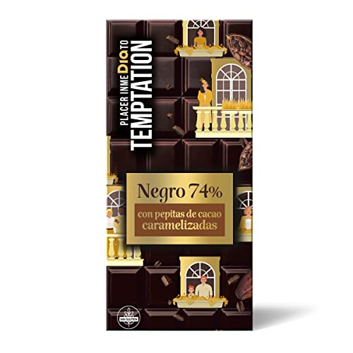 DIA TEMPTATION chocolate negro 74 % con pepitas de cacao tableta 100 gr