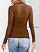 LILLUSORY Womens Long Sleeve Tops Mock Neck See Through Lace Shirts Sheer Going Out Sexy 2025 Fall Fashion Outfits Brown XXL