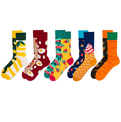 Womens Patterned Socks Women's Food and Fruit Novelty Casual Crew Sock Womens Socks Gift Comfortable Socks for Women Fuzzy Womens Dress Socks Size 9-11 Ladies Socks Novelty Girls Food Socks