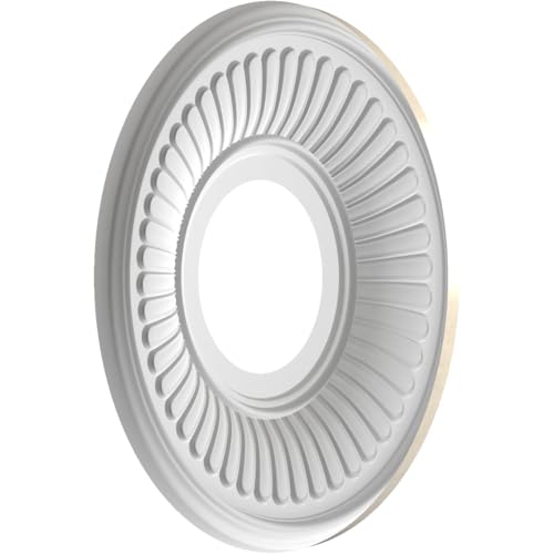 Image of Ekena Millwork CMP10BEEPE Berkshire Thermoformed PVC Ceiling Medallion (Fits Canopies up to 4 1 /2 inch), 10 inchOD x 3 1 /2 inchID x 3 /4 inchP, Universal Metallic Pearl Mist