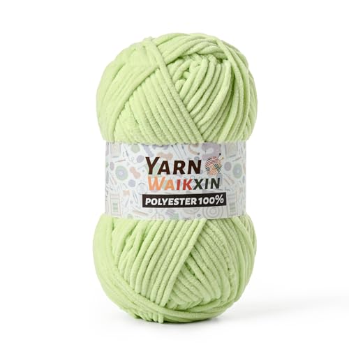Image of Soft Chenille Yarn for Crocheting, Fluffy Chunky Crochet Yarn for Baby Blanket, (1.76oz /65.6yds) Fuzzy Velvet Yarn for Amigurumi&DIY Puzzle、Crafts、Scarf(Fresh Green)