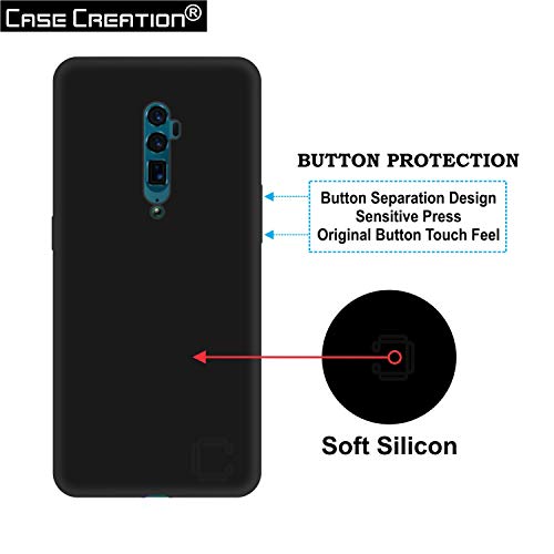 Image of Case Creation for Oppo Reno 10x Zoom 2019 Back case, Oppo Reno 10x Zoom Slim Flexible Smart Look case with 360 Camera All Angle Protection (Pure Black)