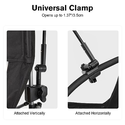 G4Free Beach Chair with UPF 50+ Adjustable Beach Umbrella, Universal Clamp Umbrella Folding Black - Image 6