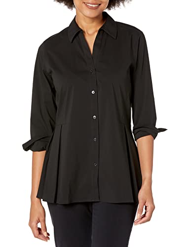 Best Cap Sleeve Tops for Women Over 50 (Flattering Styles Worth Buying) 13 Foxcroft Women's Pippa Long Sleeve Stretch Solid A-LINE Blouse, Black, 6