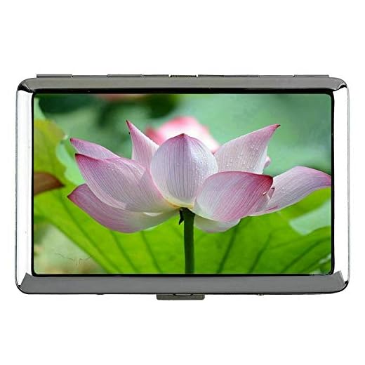Yanteng Lotus Flower Silver Metal Cigarette Case-Lotus Business Card Holder Acero Inoxidable (Plata)