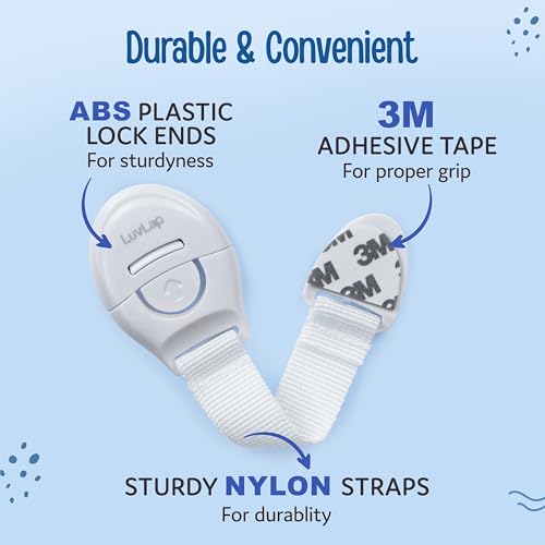Image of LuvLap Baby Safety Furniture Locks, Pack of 30, Adjustable and Flexible with 3M Adhesive, Safety Locks for Kids, Child Safety Locks for Drawers, Cabinets, Fridge, Cupboard (White)