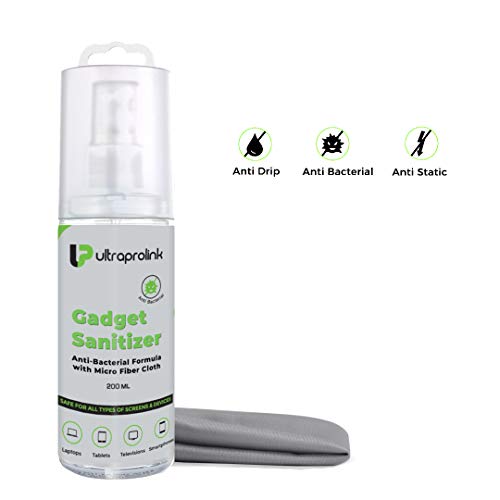 UltraProlink UM0007 Universal Screen Cleaning & Sanitizer Kit | for Smartphones, Tablets, Eyeglasses, E-Readers, LED, LCD & TVs | Includes 1 Bottle of 200ml | 1 x Micro Fibre Cloth - Image 3