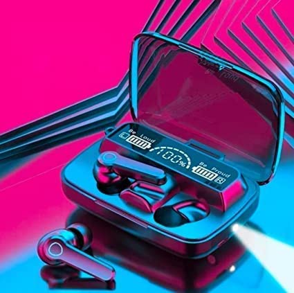 Unique World M-19 Newest Digital Indicators True Wireless Headset Version 5.1 BT Wireless Touch Version (Black)