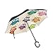 Parapluie inversé Parapluie Double Couche Construction invers¨¦e Parapluie Pliable pour Auto, poign¨¦e en Forme Parapluie Gateau et Happy Dog Parapluie pour Homme et