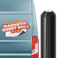 Flexible Magnetic Sheet one Side with White Vinyl, Non Adhesive, 12\" Wide, 24.5\" Long, White Vinyl Front