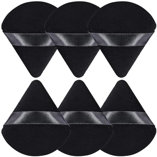 Dreieck Makeup Puderquaste für Lose Puder und Flüssige Kosmetik, Weicher Plüsch-Puderschwamm, Make-up Powder Puff, Make-up-Werkzeug 6 Stück Schwarz