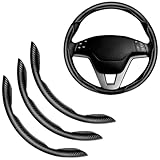 flintronic Coprivolante Auto, 3x Coprivolante in Fibra di Carbonio Antiscivolo, Universale 36-38 cm, Accessori Auto Interno