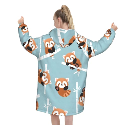 Couverture à capuche panda roux douce, une idée cadeau cocooning - 3