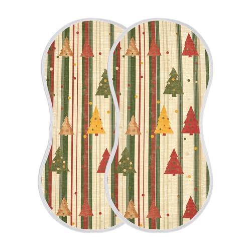 2 Pack Baby Burp Cloths, Soft Absorbent Burping Cloths for Babies, Cotton Milk Spit Up Rags, Large Size for Newborns, Baby Boys and Girls (Whimsical Holiday Print)2