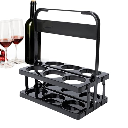 Soporte plegable para botellas de cerveza con 6 cavidades y estructura portátil con asa