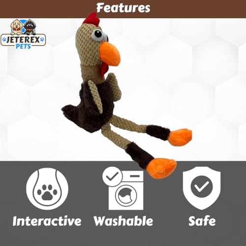 Large Dog Toy - Chicken Squeaky Dog Toys for Large Dogs, Medium and Small Dogs. Durable with Pineapple Plush Fabric, Long Legs, Hidden Seams, Reinforced Stress Points, Googly Eyes - Image 4