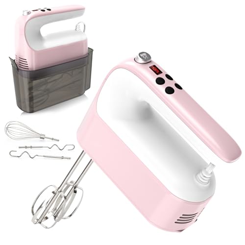 9-Speed-Digital-Hand-Mixer-Electric-400W-DC-Motor-Hand-Mixer-electric-Handheld-with-Snap-On-Storage-Case-Touch-Button-Turbo-Boost-5x-Stainless-Steel-Accessories-Pink