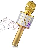 Maxesla Karaoke Microphone Bluetooth-Wireless Karaoke Microphone, Portable KTV Karaoke Player for Singing, Compatible with iPhone/Android/iPad, PC (Gold)