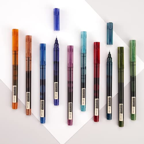 Writech Rolling Ball Pens Quick Dry Ink 0.5 Mm Extra Fine Point Pens 10 Pcs Liquid Ink Pen Rollerball Pens Vintage Color #TOP3