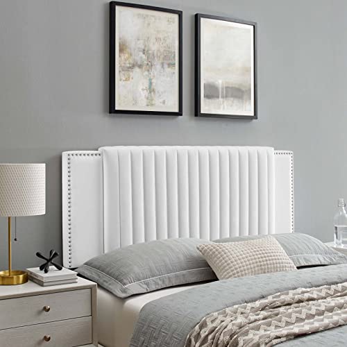 Modway MOD-6661-WHI Felicity Channel Tufted Performance Velvet Twin Headboard, White by Modway - Used condition - Image 7