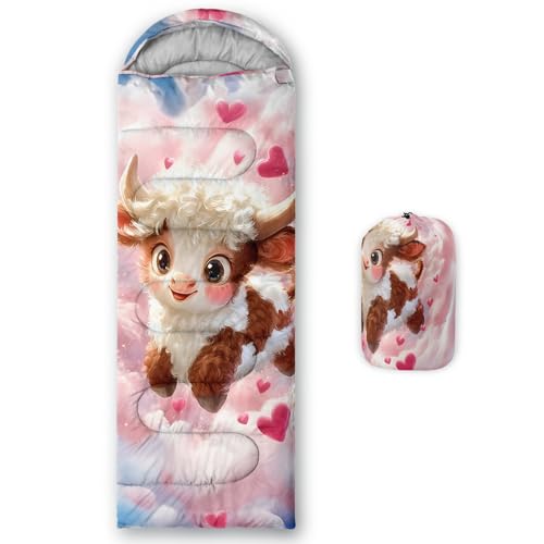 UEVBF Cute Cow Heart Sleeping Bag for Outdoor Camping Activities.