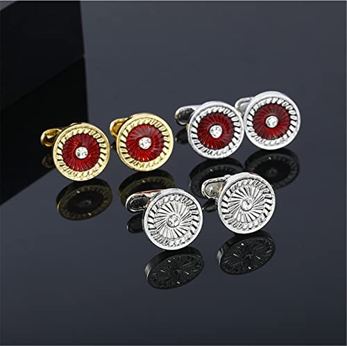 HMOOY Klassieke Manchetknopen voor Mannen, Goud/Zilver Manchetknopen voor Zakelijke Bruiloft Shirts Gepersonaliseerde Manchetknopen Vintage Ronde Tuxedo Shirt Manchetknopen - Image 4
