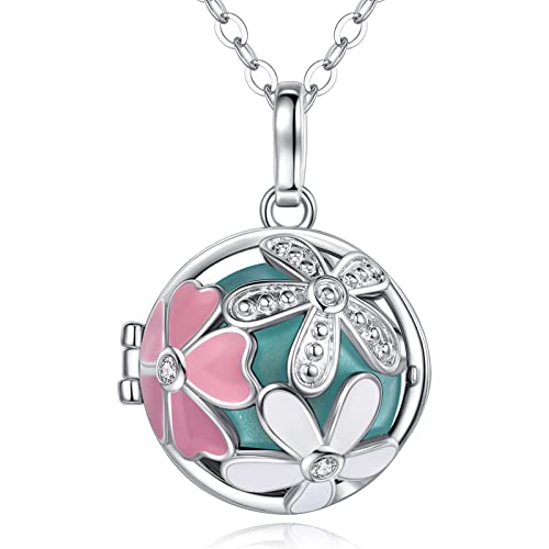 EUDORA Harmony Bola Summer Flower 20mm Musical Chime Pendant 30 inches Necklace Pregnancy Bell