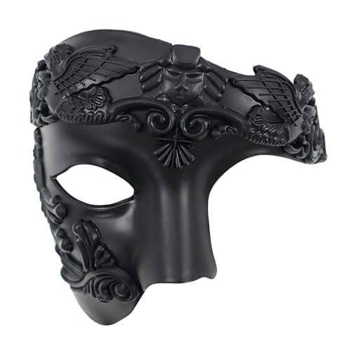 SHIFANQI Masquerade Mask for Men Retro Phantom Of The Opera Mask Vintage Venetian Mask for Ball Party Mardi Gras Carnival Black