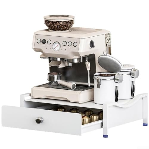 Support robuste en acier au carbone blanc avec tiroir dosettes de café L
