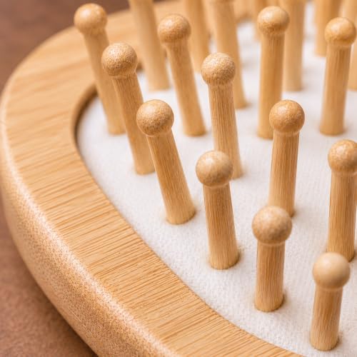 Image of ZENMIRA Small Bamboo Paddle Hair Brush with Natural Boar & Nylon Bristles - Eco-Friendly Wooden Detangling Hairbrush for Women & Men - Anti-Static Scalp Massage Brush for All Hair Types