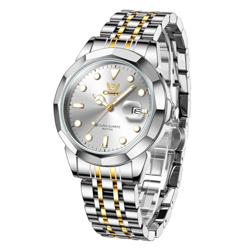 Image of OPK Watches for Men Diamond Roman Analog Mens Watches Waterproof Large Stainless Steel Men Wrist Watch Business Father Gift Watch Blue