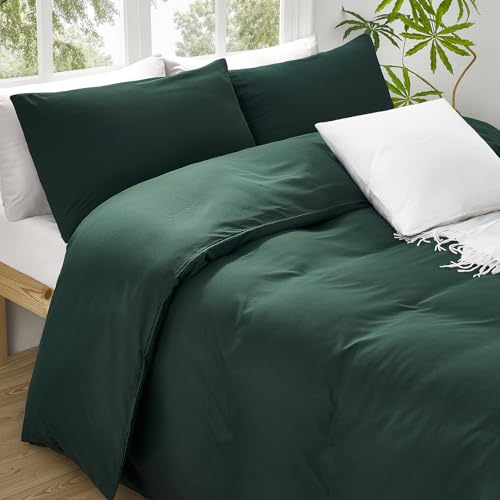 Duvetnova Bettwäsche 155x220 Dunkelgrün ÖKO-TEX Superweich Mikrofaser Bettwäsche-Sets 1 Bettbezug 155x220 + 1 Kissenbezug 80x80 - alle mit… – Ansicht 5