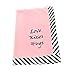 Bacati Love Kisses and Hugs Girls Embroidered Pink Plush Blanket, Black/Fuchsia