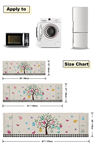 Happy Easter Microwave Oven Dustproof Cover, Refrigerator Washing Machine Protective Cover Microwave Dustproof Cloth Cover With Storage Pockets 28"X67" - Easter Egg Tree Rabbit Flower Butterfly #TOP4