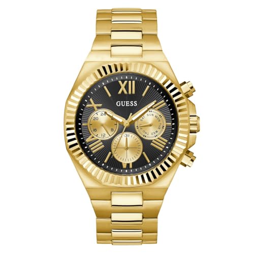 Guess Men's 44mm Watch - Gold-Tone Bracelet Black Dial Gold-Tone Case