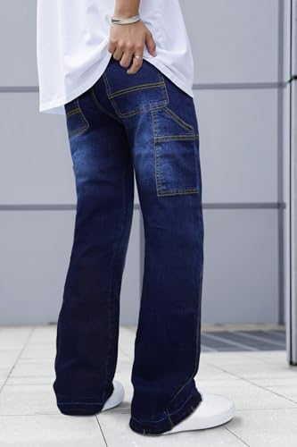 GINGTTO Men's Jeans Slim Fit Flared Stacked Denim Pants Hip Hop Streetwear4