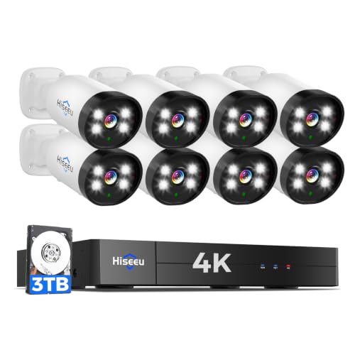Hiseeu 4K Wired Security Camera System with 8PCS 8MP Cameras