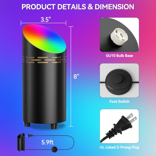 Image of 2 Pack Uplights Indoor Multicolor Floor Can Lights, Black