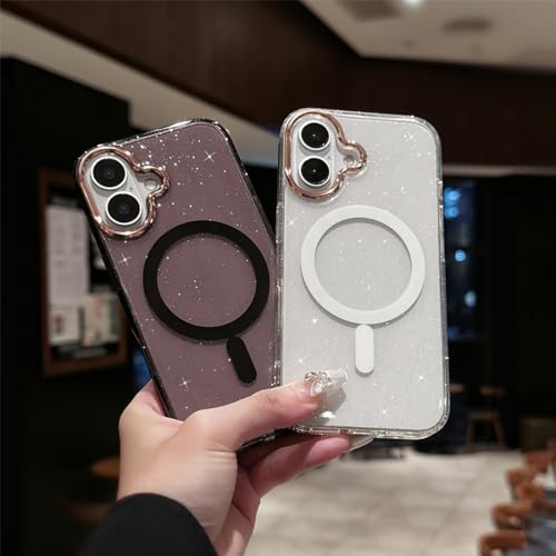 iPhone 15 専用 ケース キラキラ ラメ クリア マグセーフ対応 人気スマホケース 韓国 かわいい ワイヤレス充電対応 ストラップホール付き 綺麗 透明 シンプル