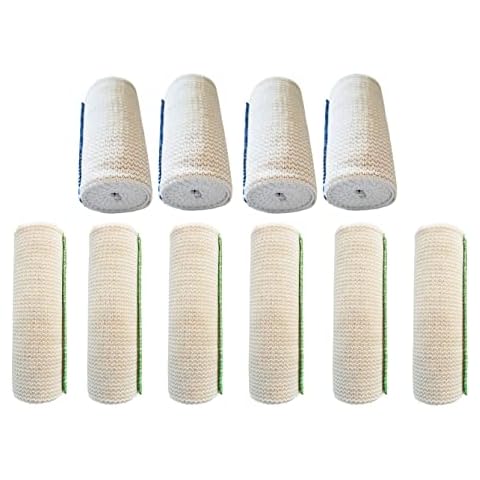 Premium Sports Elastic Bandage by SPA SLENDER | Support Injuries Soreness Pregnancy | Compression Body Wrap | Self-Closure | Latex-Free | Combo 4pk-4inch & 6pk-6inch Wide Washable SoftCotton Blend Cover
