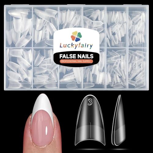 Image of Medium Almond Shape Nail Tips Half Cover 360pcs Medium Nails Double Sided Matte Almond Nail Tips Strong Lasting for Acrylic Press On Nails, 12 Sizes Luckyfairy Gelly Tips