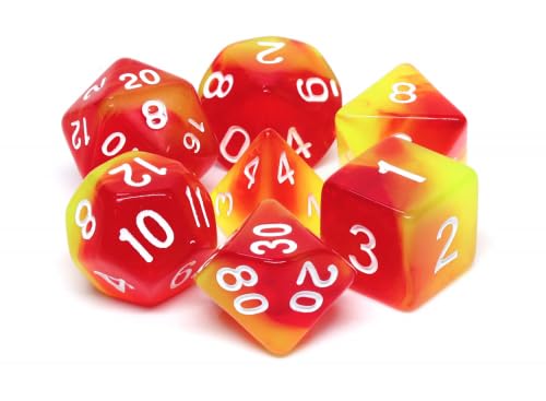 Epic Forge-Set of 7 Dice in Box - Red and Yellow Fusion
