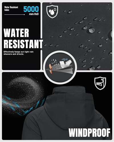 33,000ft Leichte Regenjacke Herren Wasserdicht Atmungsaktiv -Männer Dünne Outdoor Jacke Faltbar Windbreaker Wanderjacke Laufjacke zum Reisen Wandern Golf Schwarz XL