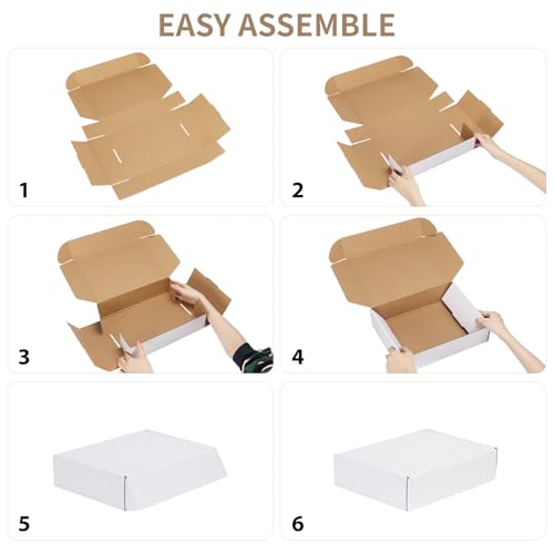 Image of RLAVBL 13x10x4 Shipping Boxes Set of 15, White Corrugated Cardboard Mailer Box for Packing, Mailing, Business