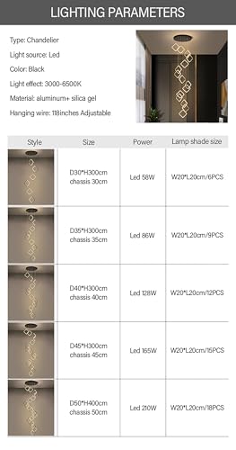 Plafonnier haut plafond variable MOCHAMIK grand lustre escalier - 4