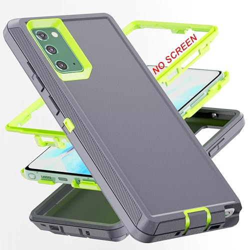 AYMECL for Note 20 Case [Military Grade] 3 in 1 Heavy Duty Full Body Shockproof Protection Phone Case for Samsung Galaxy Note 20 6.7 inch Green+Grey
