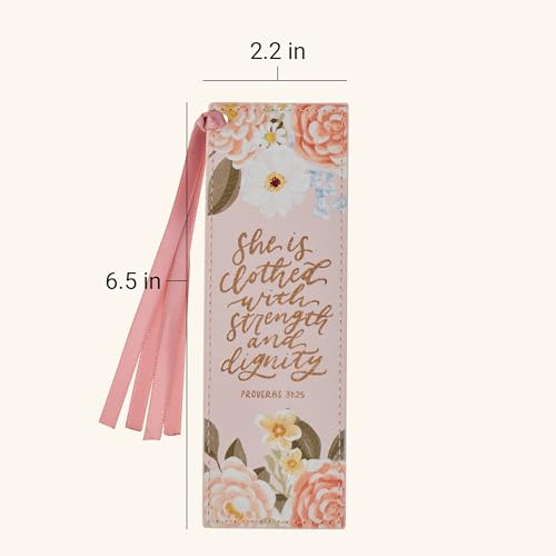 Image of Christian Art Gifts Premium Faux Leather Bookmark: Strength & Dignity